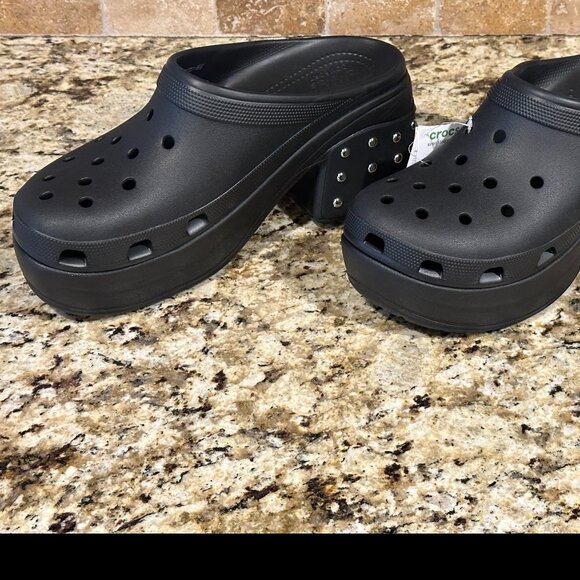 New CROCS SIREN STUDDED High Heel Light Weight Clog Black US Men's 12 F6 (E/P) - Picture 3 of 7